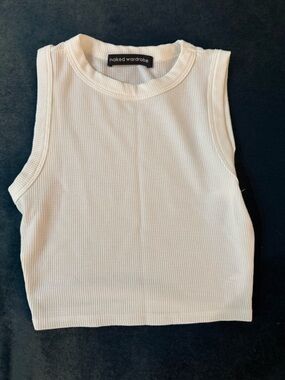 naked wardrobe White Ribbed Tank Crop Top